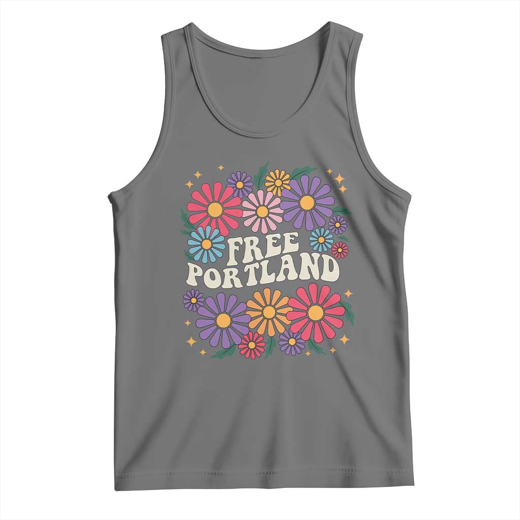 Retro Groovy Free Portland Tank Top Oregon Freedom Fighter Peaceful Hippie 70s Style TS02 Black Heather Print Your Wear
