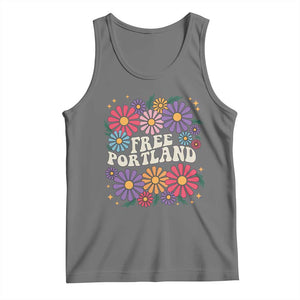 Retro Groovy Free Portland Tank Top Oregon Freedom Fighter Peaceful Hippie 70s Style TS02 Black Heather Print Your Wear