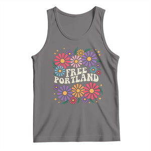 Retro Groovy Free Portland Tank Top Oregon Freedom Fighter Peaceful Hippie 70s Style TS02 Deep Heather Print Your Wear