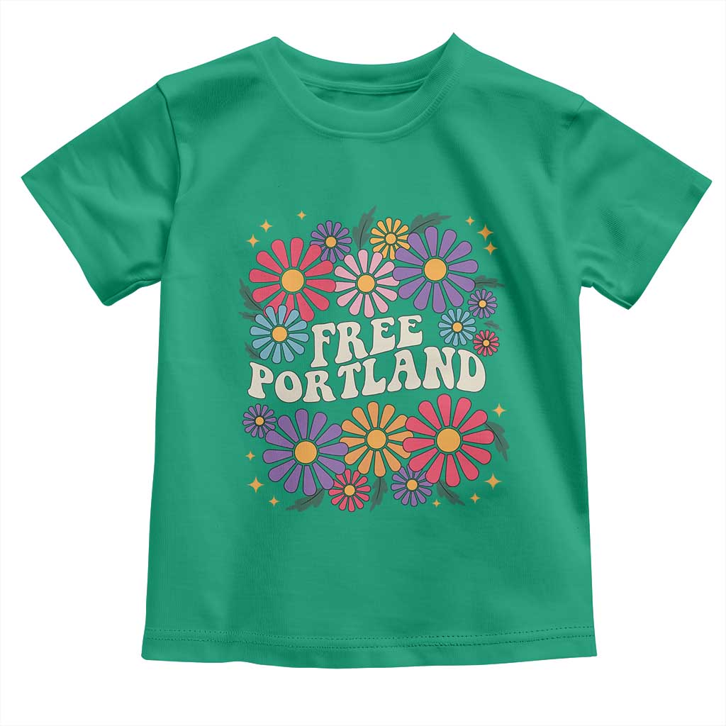 Retro Groovy Free Portland Toddler T Shirt Oregon Freedom Fighter Peaceful Hippie 70s Style TS02 Irish Green Print Your Wear