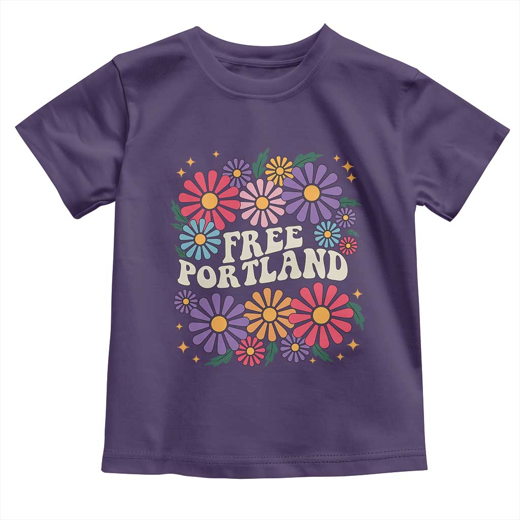 Retro Groovy Free Portland Toddler T Shirt Oregon Freedom Fighter Peaceful Hippie 70s Style TS02 Purple Print Your Wear