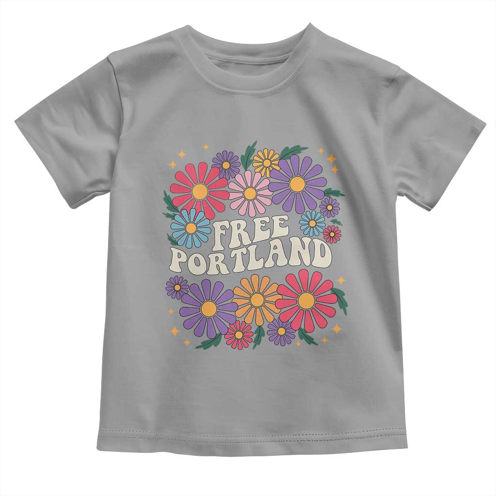 Retro Groovy Free Portland Toddler T Shirt Oregon Freedom Fighter Peaceful Hippie 70s Style TS02 Sport Gray Print Your Wear