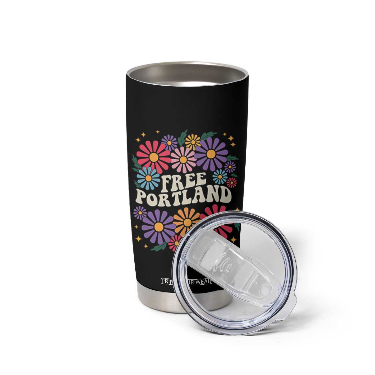Retro Groovy Free Portland Tumbler Cup Oregon Freedom Fighter Peaceful Hippie 70s Style TS02 Print Your Wear