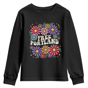 Retro Groovy Free Portland Youth Sweatshirt Oregon Freedom Fighter Peaceful Hippie 70s Style TS02 Black Print Your Wear