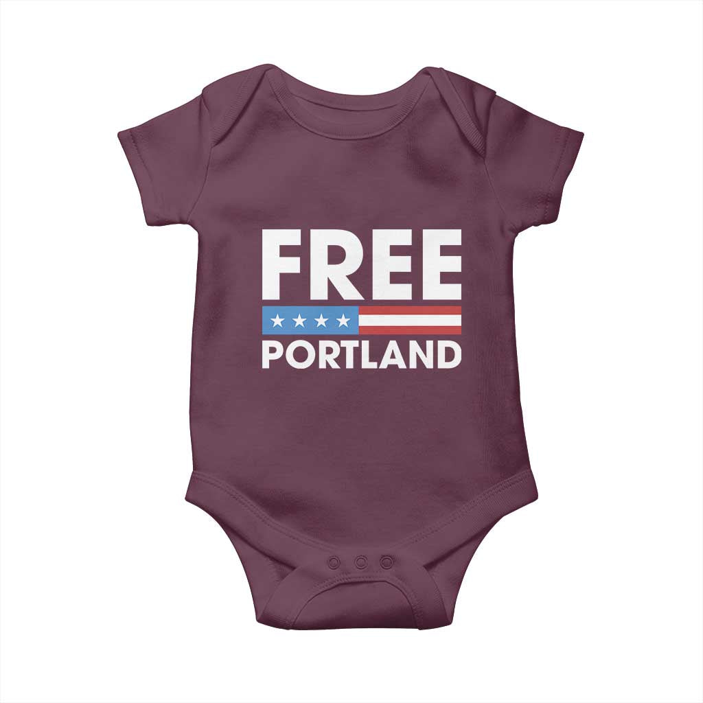 Free Portland Patriotic Baby Onesie Bold Political Statement American Flag TS02 Maroon Print Your Wear