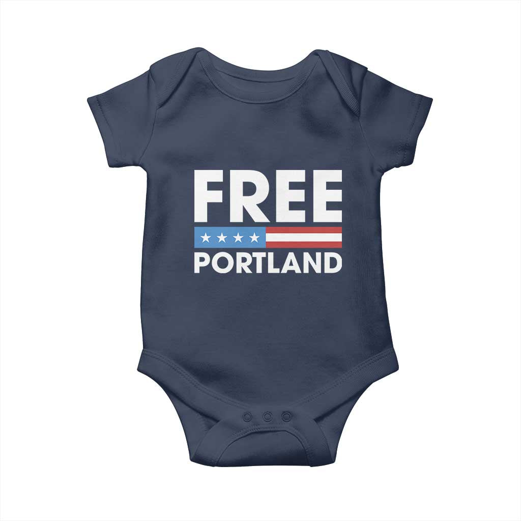 Free Portland Patriotic Baby Onesie Bold Political Statement American Flag TS02 Navy Print Your Wear