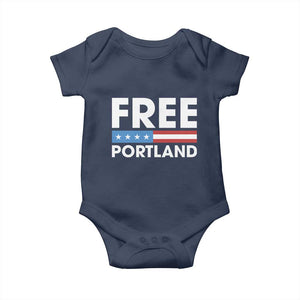 Free Portland Patriotic Baby Onesie Bold Political Statement American Flag TS02 Navy Print Your Wear