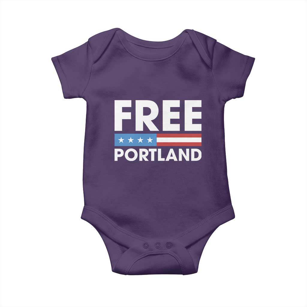 Free Portland Patriotic Baby Onesie Bold Political Statement American Flag TS02 Purple Print Your Wear