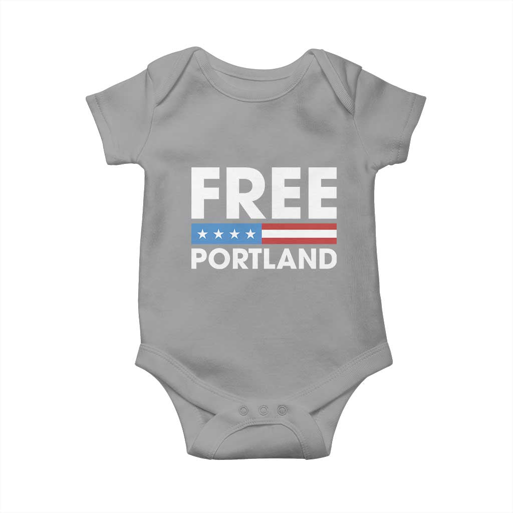 Free Portland Patriotic Baby Onesie Bold Political Statement American Flag TS02 Sport Gray Print Your Wear