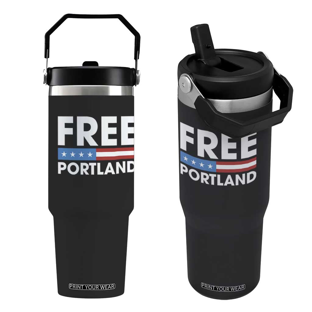 Free Portland Patriotic Flip Straw Tumbler Bold Political Statement American Flag TS02 One Size: 30 oz Black Print Your Wear