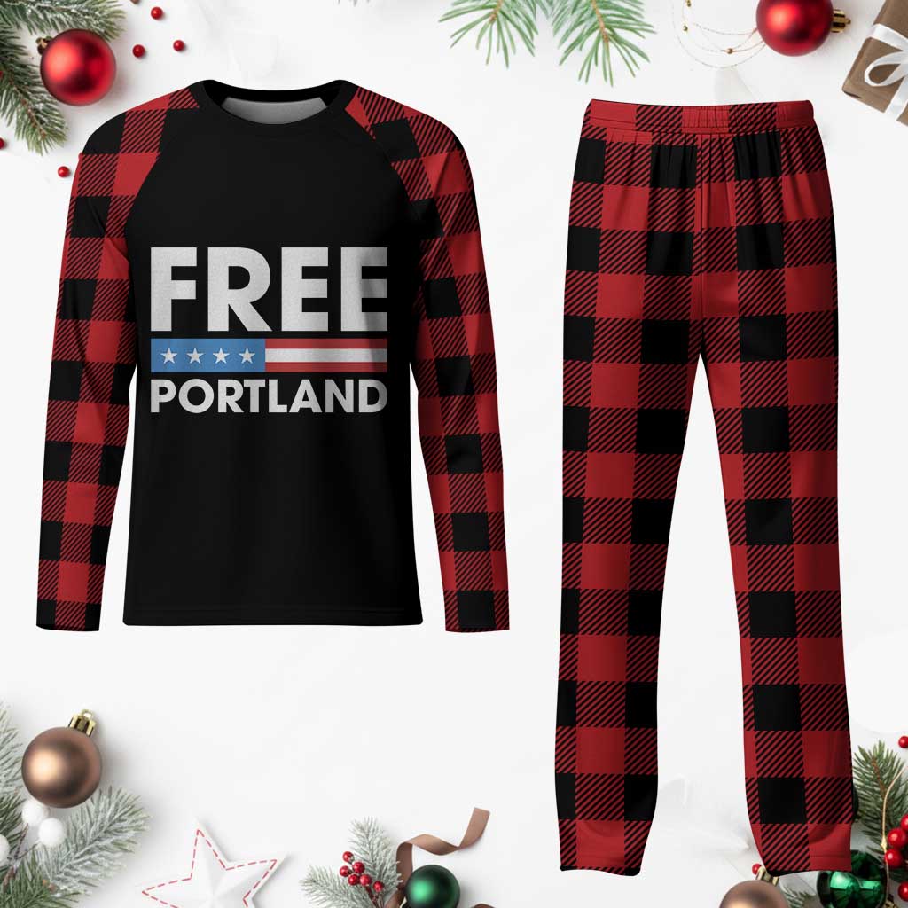 Free Portland Patriotic Plaid Pajama Set Bold Political Statement American Flag TS02 Buffalo Plaid Print Your Wear