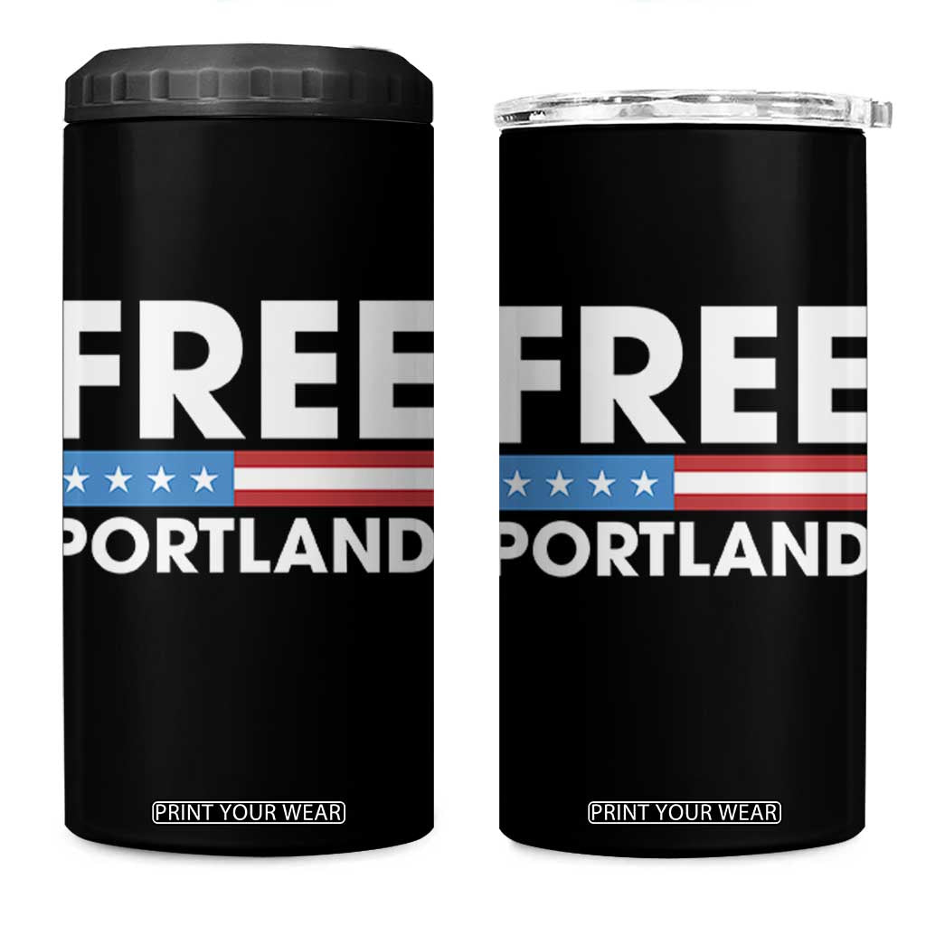 Free Portland Patriotic 4 in 1 Can Cooler Tumbler Bold Political Statement American Flag TS02 One Size: 16 oz Black Print Your Wear