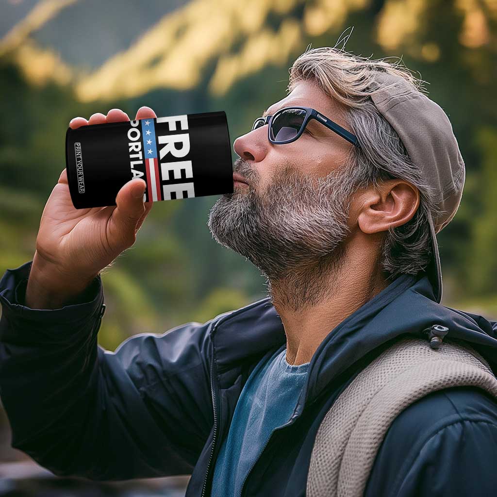 Free Portland Patriotic 4 in 1 Can Cooler Tumbler Bold Political Statement American Flag TS02 Print Your Wear