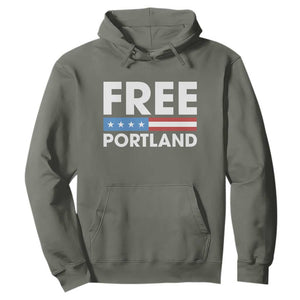 Free Portland Patriotic Hoodie Bold Political Statement American Flag TS02 Military Green Print Your Wear