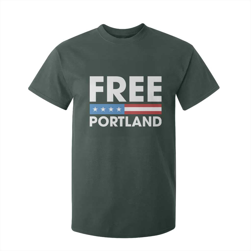 Free Portland Patriotic T Shirt For Kid Bold Political Statement American Flag TS02 Dark Forest Green Print Your Wear