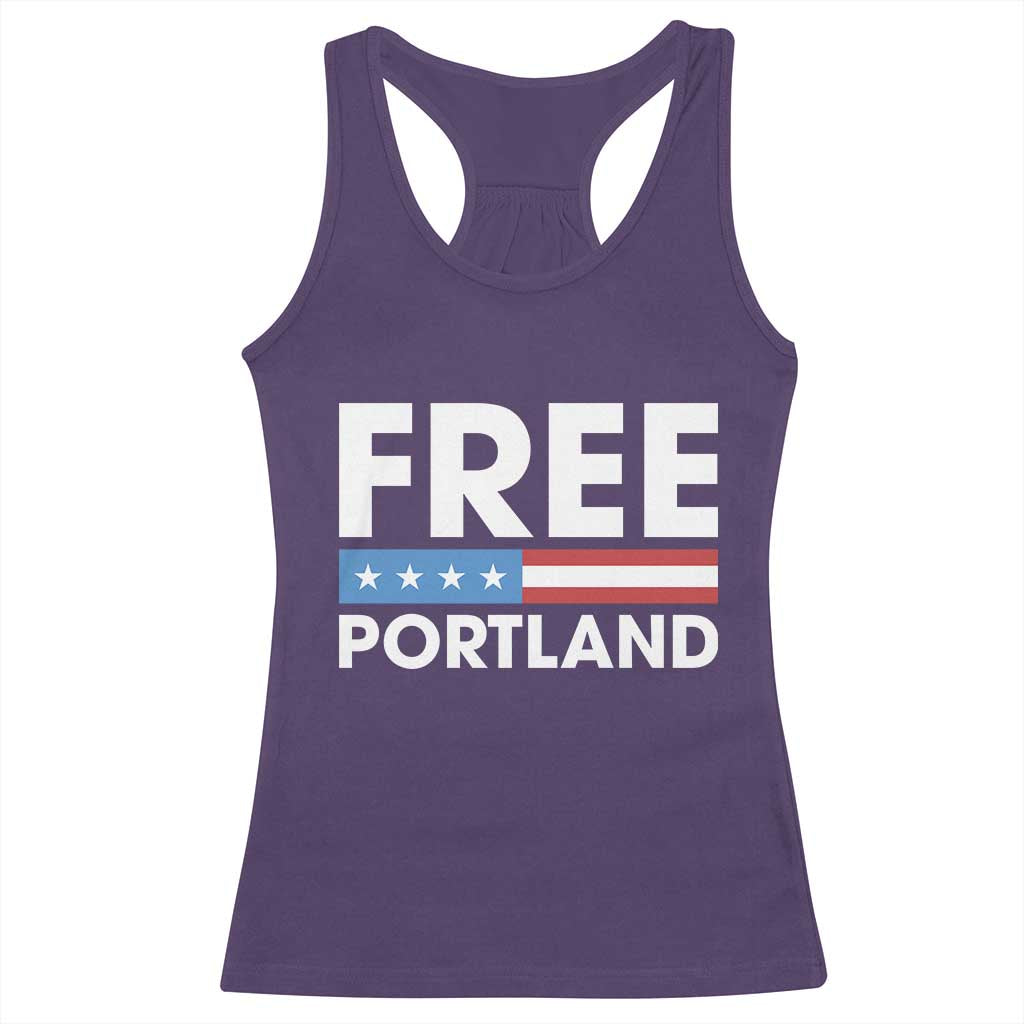 Free Portland Patriotic Racerback Tank Top Bold Political Statement American Flag TS02 Purple Print Your Wear