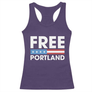 Free Portland Patriotic Racerback Tank Top Bold Political Statement American Flag - Print Your Wear