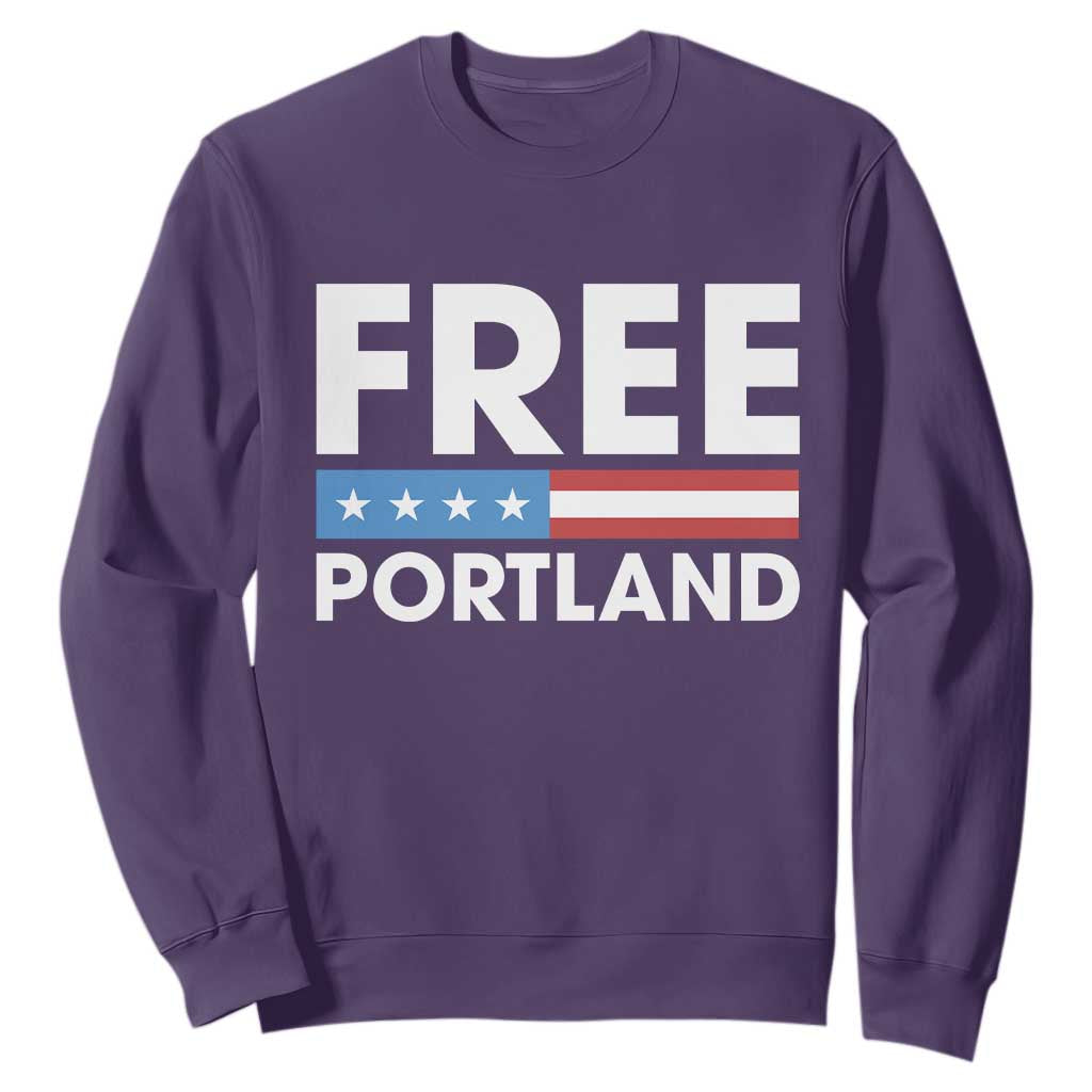 Free Portland Patriotic Sweatshirt Bold Political Statement American Flag TS02 Purple Print Your Wear