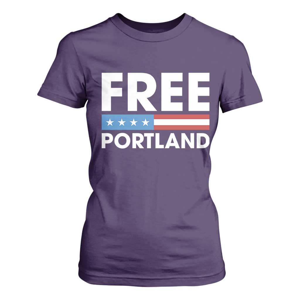 Free Portland Patriotic T Shirt For Women Bold Political Statement American Flag TS02 Purple Print Your Wear
