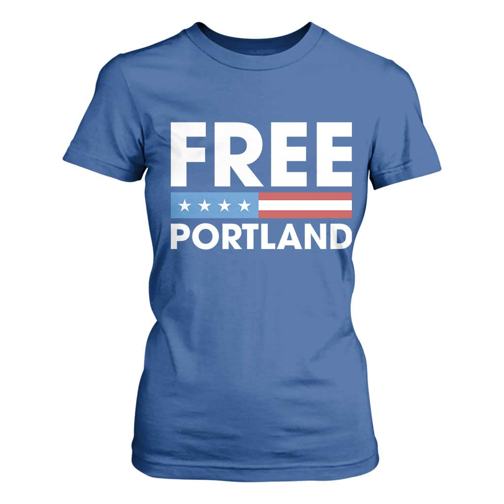 Free Portland Patriotic T Shirt For Women Bold Political Statement American Flag TS02 Royal Blue Print Your Wear
