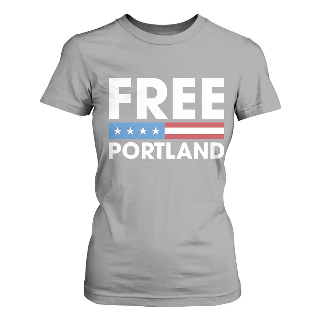 Free Portland Patriotic T Shirt For Women Bold Political Statement American Flag TS02 Sport Gray Print Your Wear