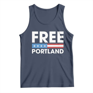 Free Portland Patriotic Tank Top Bold Political Statement American Flag TS02 Navy Print Your Wear