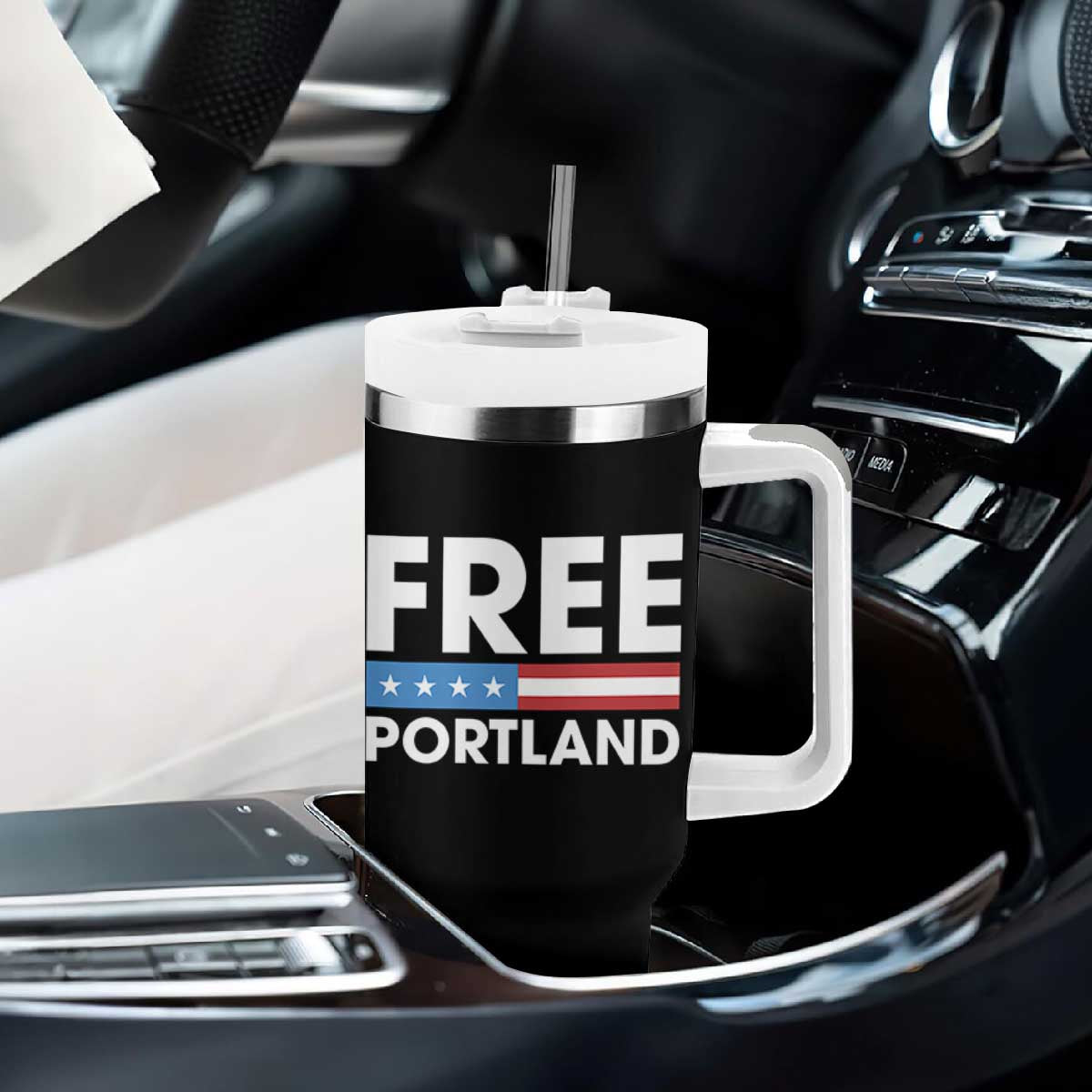 Free Portland Patriotic Tumbler With Handle Bold Political Statement American Flag TS02 Print Your Wear