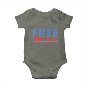 Free Portland Bold Patriotic Baby Onesie Red White and Blue Protest Statement TS02 Military Green Print Your Wear