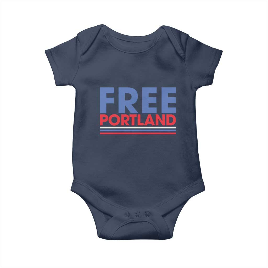 Free Portland Bold Patriotic Baby Onesie Red White and Blue Protest Statement TS02 Navy Print Your Wear