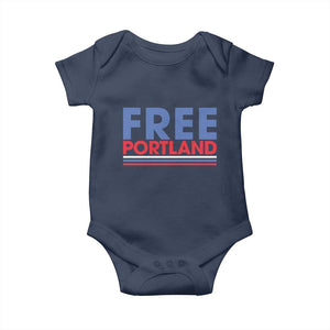 Free Portland Bold Patriotic Baby Onesie Red White and Blue Protest Statement TS02 Navy Print Your Wear