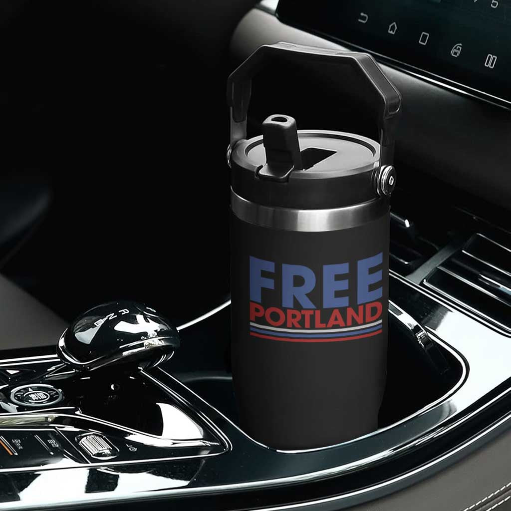 Free Portland Bold Patriotic Flip Straw Tumbler Red White and Blue Protest Statement TS02 Print Your Wear