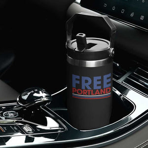 Free Portland Bold Patriotic Flip Straw Tumbler Red White and Blue Protest Statement TS02 Print Your Wear