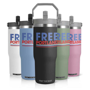 Free Portland Bold Patriotic Flip Straw Tumbler Red White and Blue Protest Statement TS02 Print Your Wear