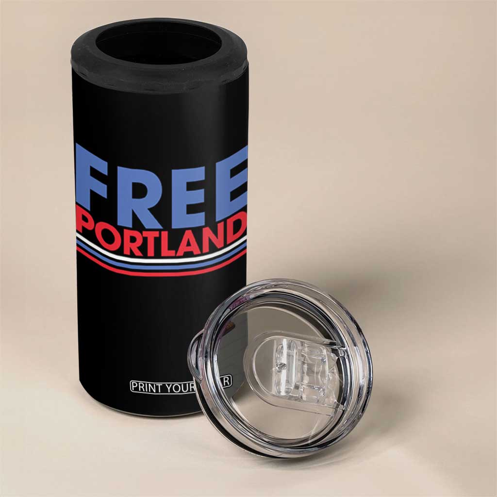 Free Portland Bold Patriotic 4 in 1 Can Cooler Tumbler Red White and Blue Protest Statement TS02 Print Your Wear
