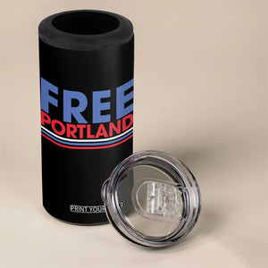 Free Portland Bold Patriotic 4 in 1 Can Cooler Tumbler Red White and Blue Protest Statement TS02 Print Your Wear