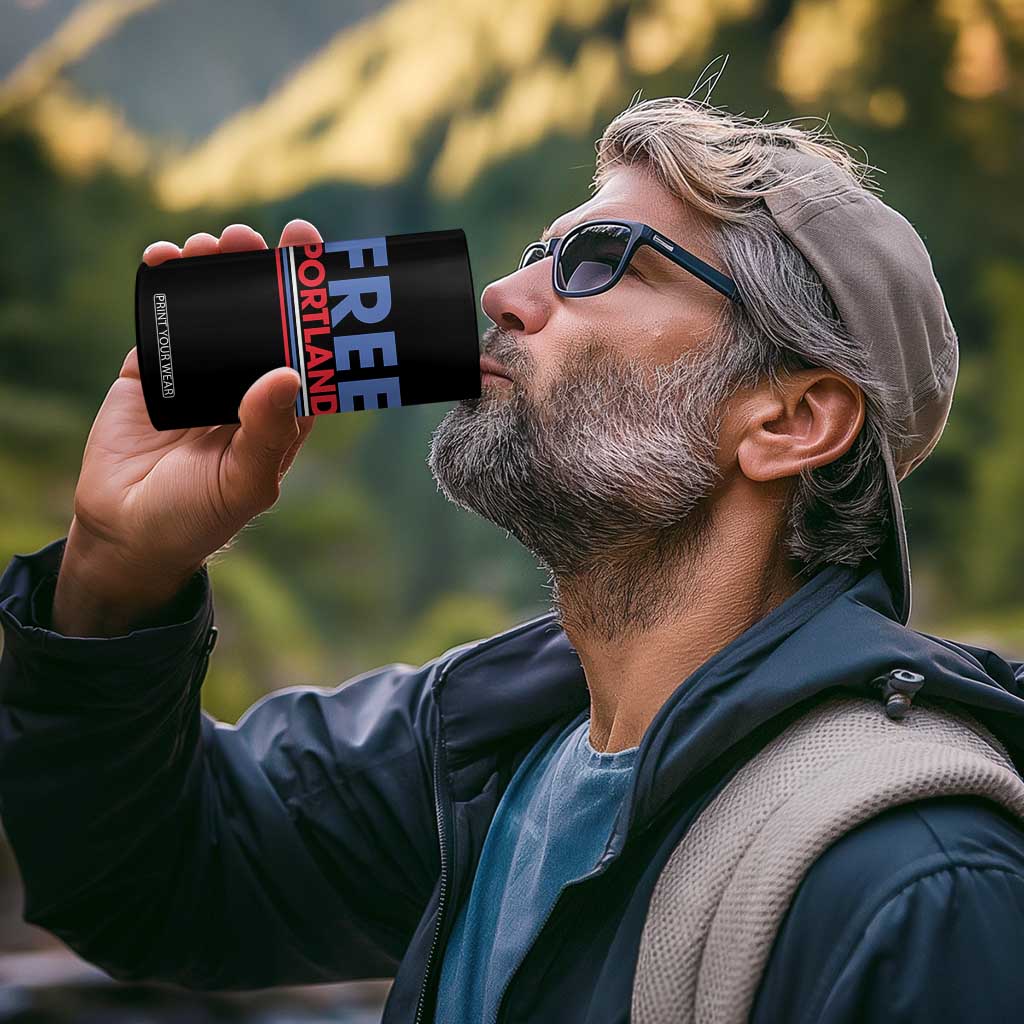 Free Portland Bold Patriotic 4 in 1 Can Cooler Tumbler Red White and Blue Protest Statement TS02 Print Your Wear