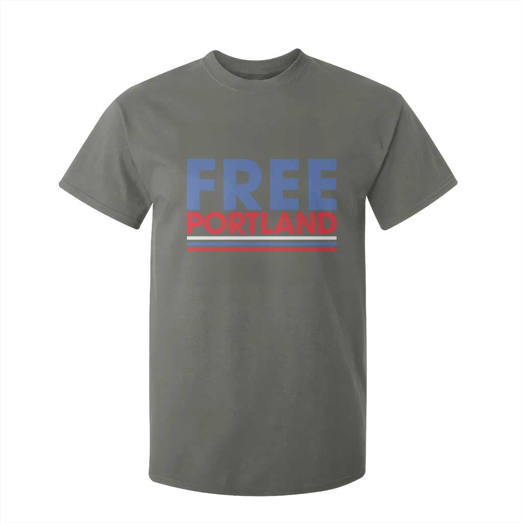 Free Portland Bold Patriotic T Shirt For Kid Red White and Blue Protest Statement TS02 Military Green Print Your Wear