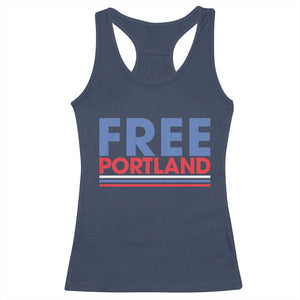 Free Portland Bold Patriotic Racerback Tank Top Red White and Blue Protest Statement - Print Your Wear