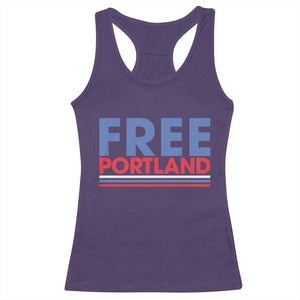 Free Portland Bold Patriotic Racerback Tank Top Red White and Blue Protest Statement - Print Your Wear