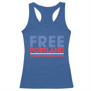 Free Portland Bold Patriotic Racerback Tank Top Red White and Blue Protest Statement - Print Your Wear