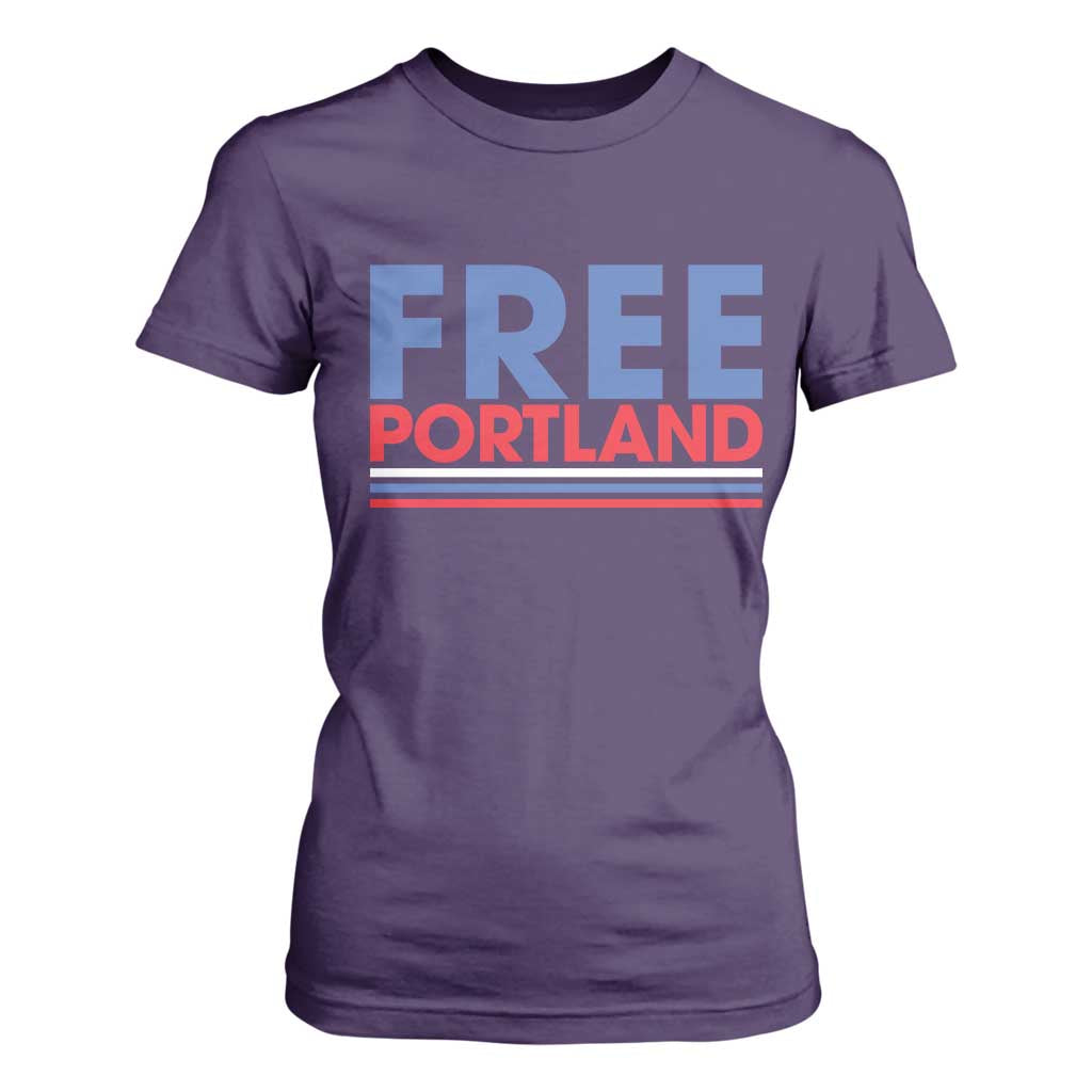 Free Portland Bold Patriotic T Shirt For Women Red White and Blue Protest Statement TS02 Purple Print Your Wear