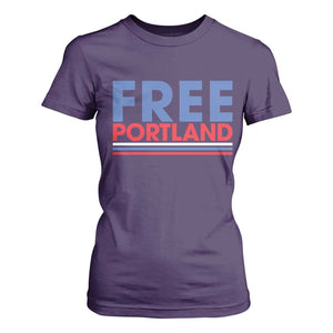 Free Portland Bold Patriotic T Shirt For Women Red White and Blue Protest Statement TS02 Purple Print Your Wear