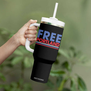 Free Portland Bold Patriotic Tumbler With Handle Red White and Blue Protest Statement TS02 Print Your Wear
