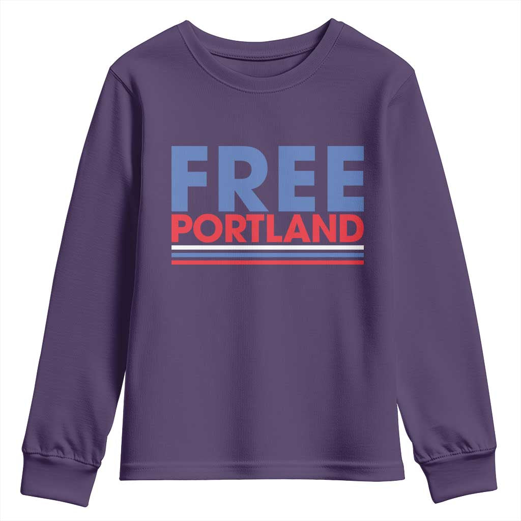 Free Portland Bold Patriotic Youth Sweatshirt Red White and Blue Protest Statement TS02 Purple Print Your Wear