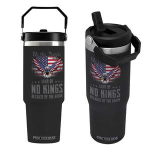 America Land of No Kings Flip Straw Tumbler Because of the Brave We The People Patriotic Eagle TS02 One Size: 30 oz Black Print Your Wear