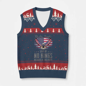 America Land of No Kings V-Neck Knit Sweater Vest Because of the Brave We The People Patriotic Eagle - Print Your Wear
