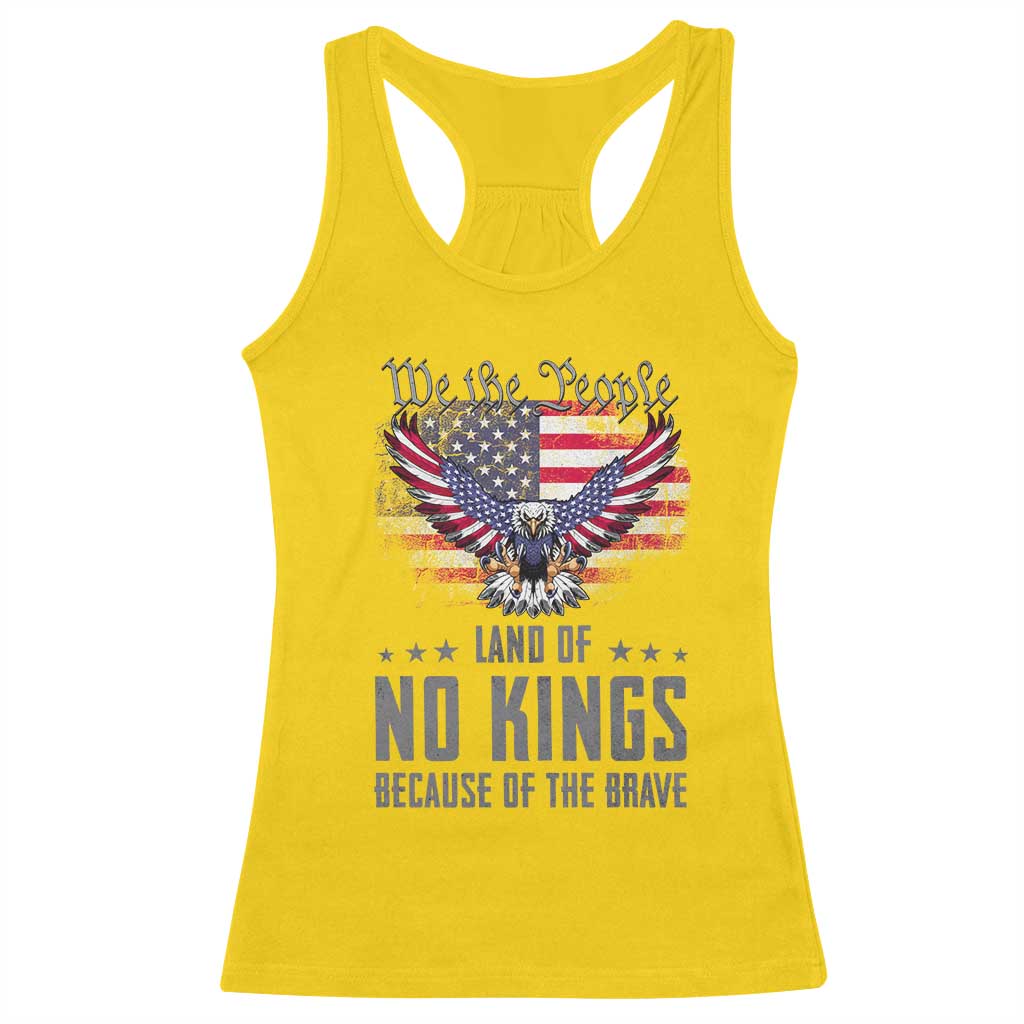America Land of No Kings Racerback Tank Top Because of the Brave We The People Patriotic Eagle TS02 Daisy Print Your Wear
