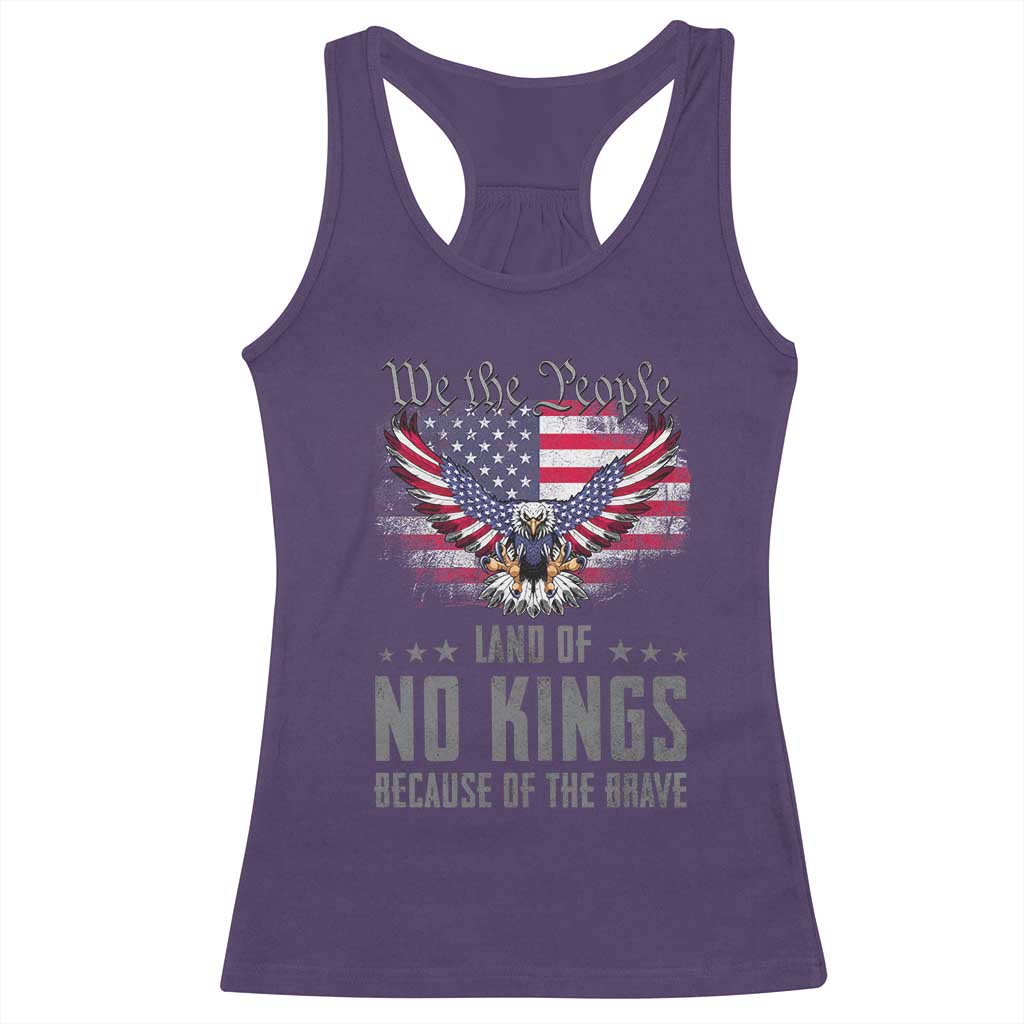America Land of No Kings Racerback Tank Top Because of the Brave We The People Patriotic Eagle TS02 Purple Print Your Wear