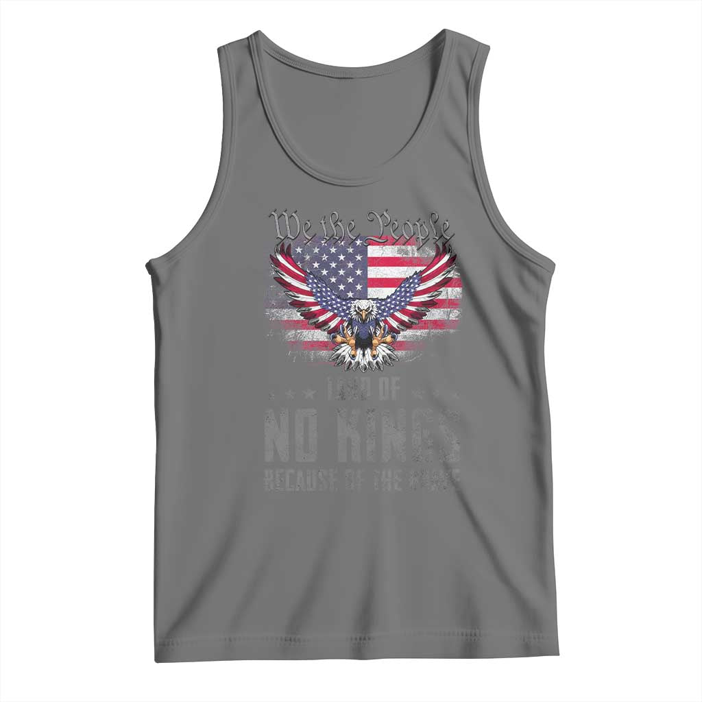 America Land of No Kings Tank Top Because of the Brave We The People Patriotic Eagle TS02 Black Heather Print Your Wear