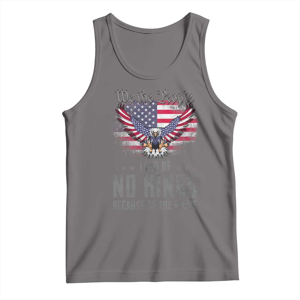America Land of No Kings Tank Top Because of the Brave We The People Patriotic Eagle TS02 Deep Heather Print Your Wear